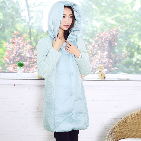 裂帛所在秋冬新款 纯色连帽修身羽绒服 女中长款5314002Y商品大图