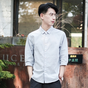 日系纯棉七分袖衬衫