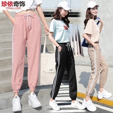 2018新款休闲ins超火运动裤女夏九分黑色学生宽松韩版ulzzang百搭