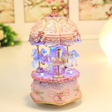 带灯发光旋转木马音乐盒八音盒摆件创意生日礼物送儿童女生闺蜜
