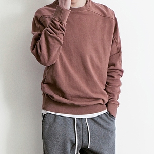 写意春装新款日系复古做旧圆领卫衣