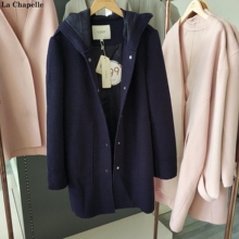 专柜正品拉夏贝尔lababite16冬女装长款毛呢大衣外套60004861图片