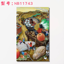 北方农村田园农民丰收复古东北烧烤火锅店民俗农家乐饭店 装饰画