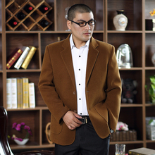 中年男士西服秋冬厚款中老年休闲西装单件毛呢外套大码男装爸爸装