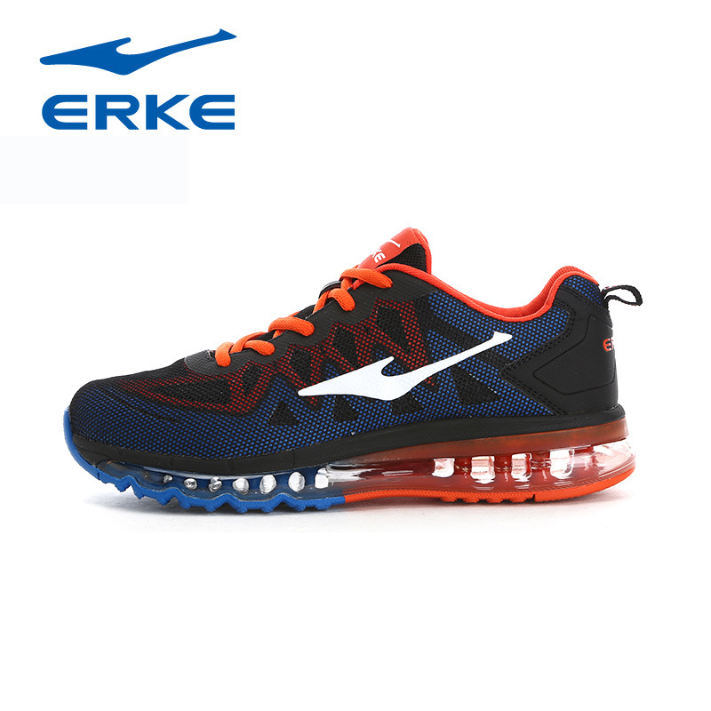 ERKE Men's Shoes Genuine Sports Shoes Casual Shoes Women's Shoes Travel Couples Mesh Air Cushion Black Slow Running Shoes