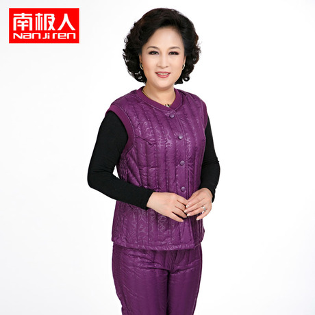 南极人中老年羽绒服内胆女短款轻薄马甲无袖坎肩修身背心马夹套装商品大图