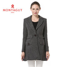 Montagut/梦特娇秋冬款女士商务休闲毛呢外套 羊毛混纺西装领外套图片