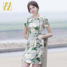 佐尔美夏季新品真丝连衣裙 桑蚕丝印花短袖宽松裙子女E62LS14图片