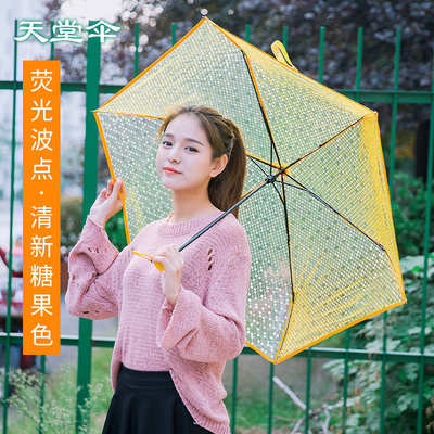 天堂韩版泡泡时尚透明晴雨迷你轻巧三折叠女神清新波点男女学生伞