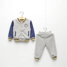 2014春秋新款儿童毛圈运动卫衣套装男童宝宝棒球服开衫套装可开档