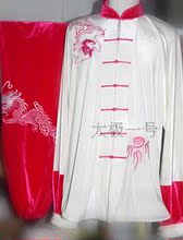 女士白色金丝绒太极服新品 秋冬刺绣表演服比赛服团体服
