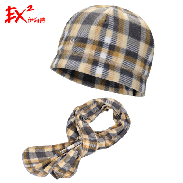 EX2伊海诗帽子围巾两件套冬季防风保暖抓绒帽套装男女款332351