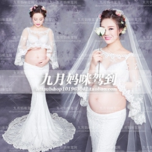 出租孕照写真服装 145 白色蕾丝仙儿影楼孕妇拍照摄影唯美服饰