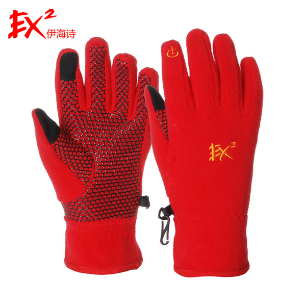 EX2伊海诗抓绒手套加厚保暖分指手套防滑触摸屏手套男女款852302