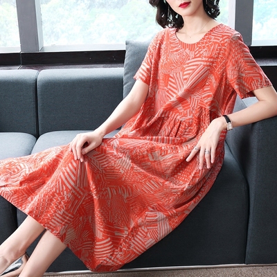 棉麻连衣裙女夏2018新款胖mm中长款宽松显瘦民族风大码女装连衣裙