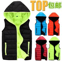 加厚连帽背心男外套情侣衫 羽绒棉服印LOGO 棉马甲工作服定制冬大码