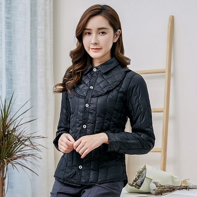 衫宣冬季女士棉内胆打底保暖衣服中老年翻领棉衣小棉袄短款学院风
