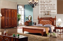 星秀阁家居 美式实木床 欧式复古卧室家具 1.8米双人橡木软包床