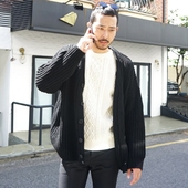 纯色落肩宽松V领秋冬针织开衫 外套潮搭大码 代购 东大门韩国男装