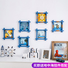 饰画木质做旧海洋挂画房间装 饰壁画铁锚3D立体画挂饰 地中海复古装