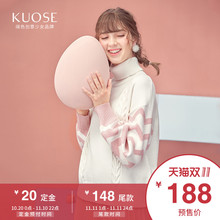 阔色2018秋冬新款韩版女装白色软妹小清新高领泡泡袖上衣毛衣图片