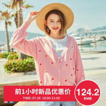 阔色2018秋季新款韩版女装学生宽松闺蜜装刺绣薄款开衫针织衫图片