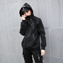 秋冬卫衣2019新款大码个性女装中性hiphop套头黑色帅气外套