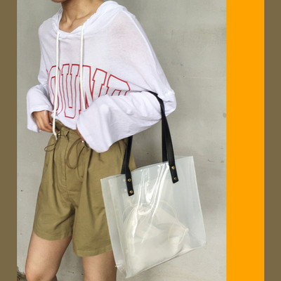 2018韩国官网夏季新款chic透明手提包女包包ins单肩包潮流包女