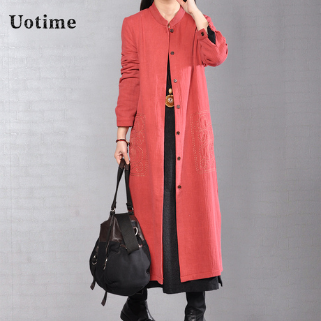 Uotime2018秋装新款韩版大码女装百搭中长款风衣外套女休闲宽松秋商品大图