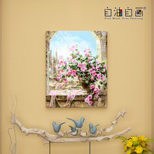 自油自画 数字油画diy 客厅风景花卉手工填色油彩装饰画 花期常驻