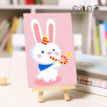 自油自画 数字油画diy客厅动漫人物卡通儿童油彩手绘装饰画欢乐兔