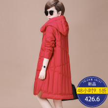 秋比2018冬季新款羽绒服女式中长款修身连帽上衣好看羽绒大衣潮图片