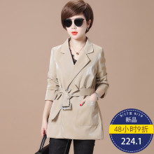 秋比2018秋季新款时尚韩版西装领皮衣女修身显瘦两粒扣外套女上衣图片