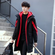 青少年初中高中学生外套棉服假两件棉衣大棉袄 羽绒男士 冬季中长款