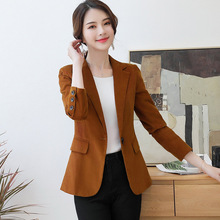 小西装外套女2018早秋女装新款韩版修身一粒扣休闲西服条绒外套女图片