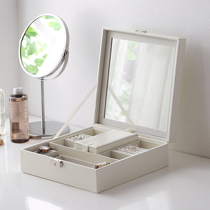 欧式双层多功能带锁首饰盒