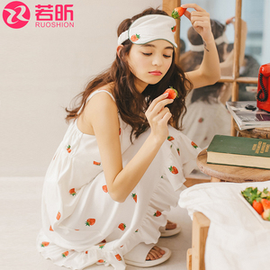 甜美少女草莓吊带睡裙