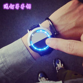 LED电子手表男女情侣学生韩版创意个性简约智能触屏真皮防水发光