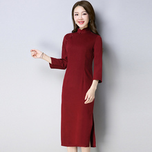 修身 日常盘扣改良旗袍少女 2018新款 连衣裙文艺复古汉服中长款 秋装