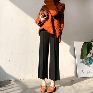 秋冬chic加厚毛呢阔腿裤