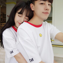 快手网红小不点杨清柠王乐乐同款情侣装t恤闺蜜可爱刺绣短袖班服