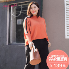 纤莉秀大码女装200斤胖mm2018新款冬装半高领韩版蝙蝠袖毛衣图片