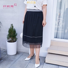 纤莉秀2018夏装新款大码女装半身裙胖妹妹200斤修身藏肉短裙图片