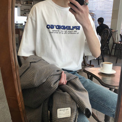 【JM】老邓推荐本期主推3色入字母印花圆领短袖韩版t桖男女款