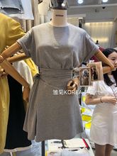 圆领薄款 代购 纯色绑带显瘦松紧腰套装 18夏季新款 韩国东大门正品