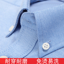 衬衫 扣领职业正装 加厚 纯色免烫商务衬衫 牛津纺长袖 春秋季男士 衬衣