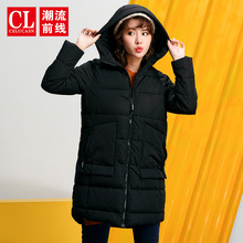 潮流前线2018冬装新品中长款棉服外套女韩版连帽宽松冬季外套女潮图片