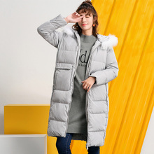 潮流前线2018冬装新品羽绒服女长款韩版连帽保暖舒适休闲外套女潮图片
