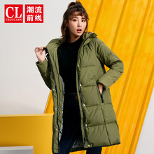 潮流前线2018冬季新品女士羽绒服中长款连帽保暖外套韩版修身潮流图片