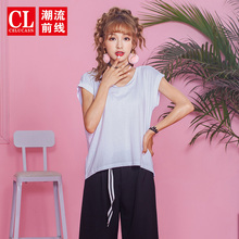 N潮流前线2018夏季新品短袖T恤女韩版圆领宽松纯色休闲女士打底衫图片